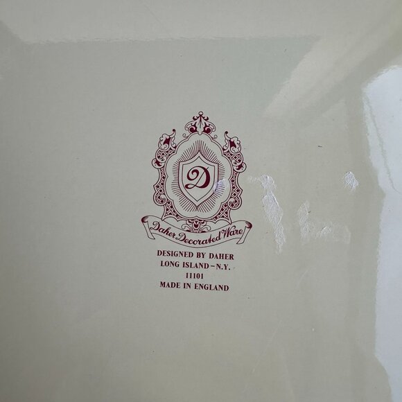 Vintage Daher Decorated Ware Tin Tray 16.25" Round Floral & Asian Scene England - Picture 10 of 16